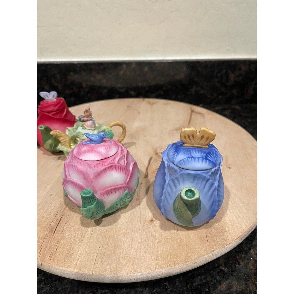 5 piece set of DEPT 56 Miniature TEAPOTS by Avon - Picture 5 of 10
